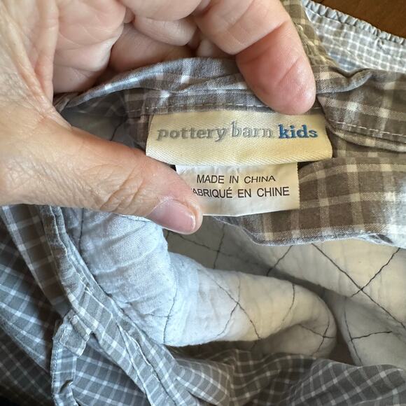 Pottery Barn Set of 2 Red Gray Quilted Plaid Cotton Pillow Shams Standard - Picture 3 of 6